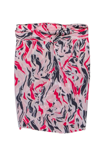 Current Boutique-Isabel Marant - Pink Cream & Navy Print Wrap Skirt Sz 8