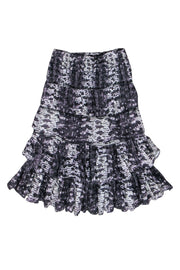 Current Boutique-Isabel Marant - Purple Snakeskin Printed Tiered Skirt Sz 4