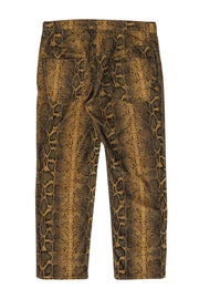 Current Boutique-Isabel Marant - Tan Snakeskin Printed Cropped Straight Leg Velvet Pants Sz 6