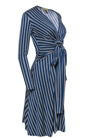 Current Boutique-Issa London - Blue & White Patterned Silk Dress w/ Waist Ties Sz 2