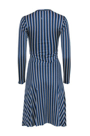 Current Boutique-Issa London - Blue & White Patterned Silk Dress w/ Waist Ties Sz 2