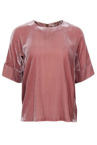 Current Boutique-J Brand - Blush Pink Velvet Short Sleeve Tee Sz S