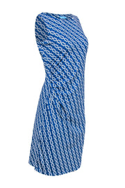 Current Boutique-J. McLaughlin - Cobalt & White Rope Chainlink Print Dress Sz S