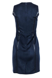 Current Boutique-J. McLaughlin - Navy Sleeveless Wool Blend Dress w/ Faux Leather Trim Sz 4