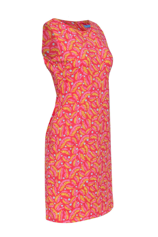 Current Boutique-J. McLaughlin - Pink & Yellow Print Sleeveless Shift Dress Sz XS
