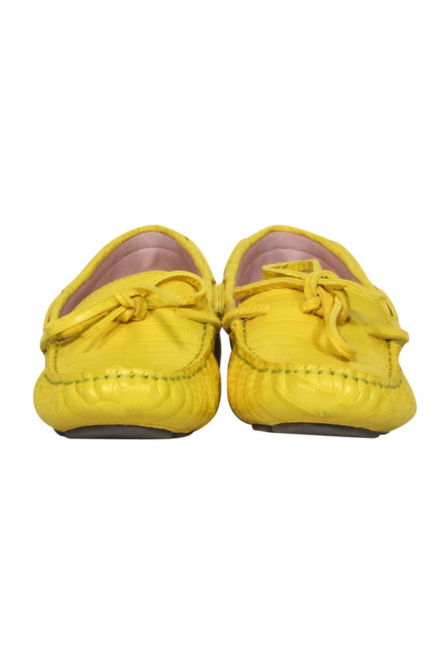 Current Boutique-J.Crew - Bright Yellow Reptile Embossed Leather Loafers Sz 8.5