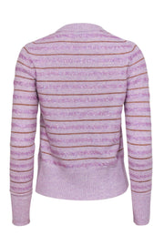 Current Boutique-J.Crew - Lavender Sequin & Gold Striped Crewneck Sweater Sz XS