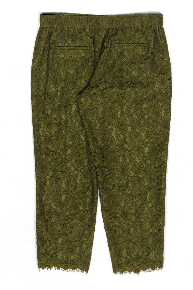 Current Boutique-J.Crew - Olive Green Lace Straight Leg Trousers Sz 12