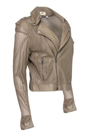 Current Boutique-Jackett - Beige Perforated Leather Motto Jacket Sz M
