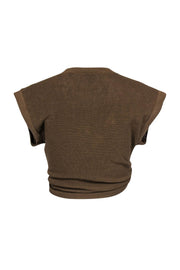 Current Boutique-Jacquemus - Brown Knotted Front Two-Button Knit Top Sz 4