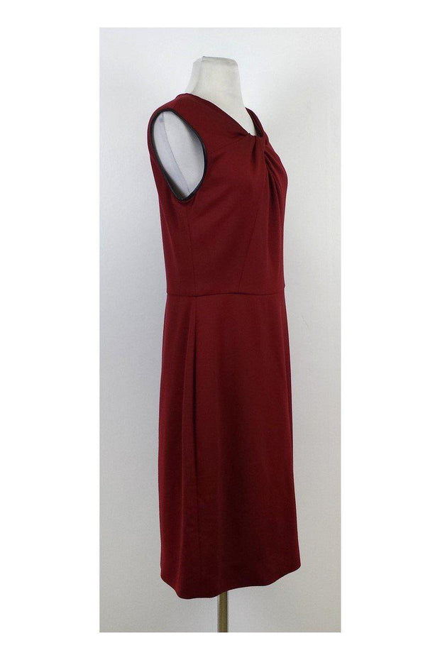 Current Boutique-Jason Wu - Red Leather Trimmed Sleeveless Dress Sz 12