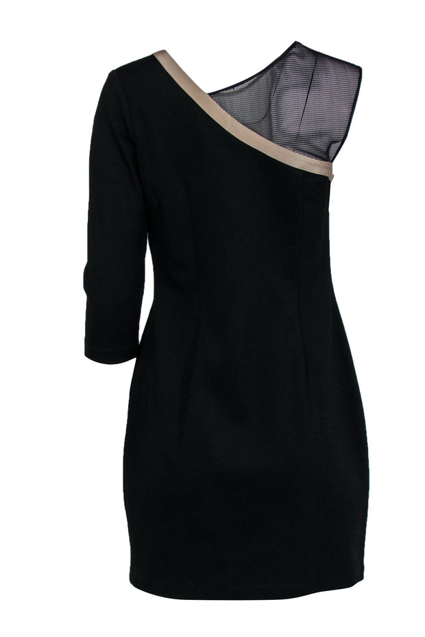 Current Boutique-Jay Godfrey - Black One Sleeve Sheath Dress w/ Fishnet Strap Sz 10