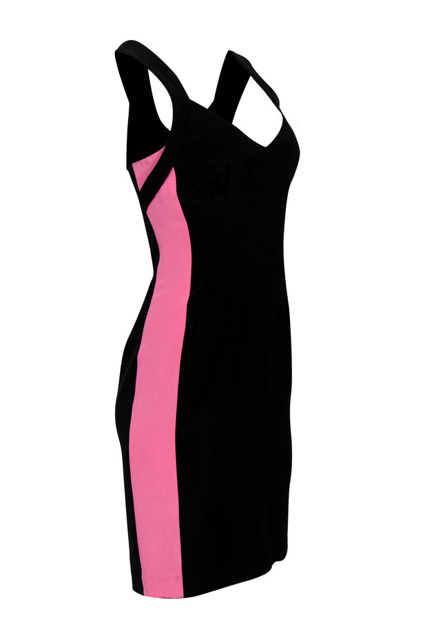 Current Boutique-Jay Godfrey - Black Sleeveless Bodycon Dress w/ Hot Pink Trim Sz 4