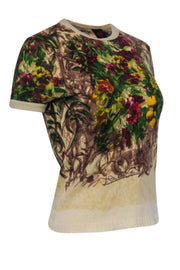 Current Boutique-Jean Paul Gaultier - Fruit & Vine Printed Short Sleeve Wool Top Sz M