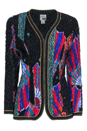 Current Boutique-Jeanne Marc Collection - Vintage Multi-Colored Printed Quilted Zip-Up Jacket Sz XS
