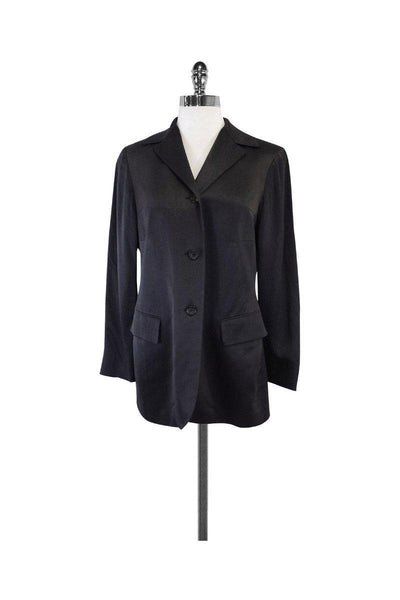 Current Boutique-Jil Sander - Long Grey Wool & Silk Blend Jacket Sz 8
