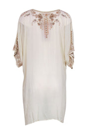 Current Boutique-Johnny Was - Cream Tunic Dress w/ Neutral Colored Embroidery Sz XXL