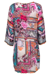 Current Boutique-Johnny Was - Multicolor Floral & Bohemian Print Embroidered Tunic Sz M