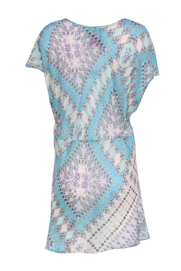 Current Boutique-Johnny Was - Teal & Grey Bohemian Print Tunic-Style Top Sz 1X