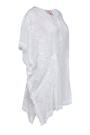 Current Boutique-Johnny Was - White Eyelet Caftan-Style Top w/ Scallop Hem Sz 1X