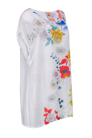 Current Boutique-Johnny Was - White Tunic-Style Top w/ Colorful Floral Print Sz 1X