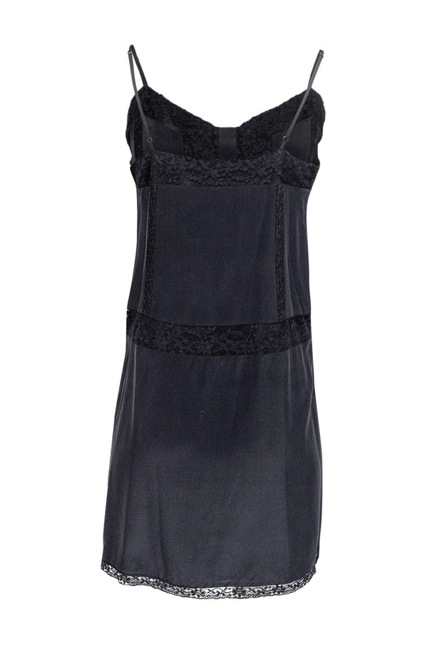 Current Boutique-Joie - Black Lacy Silk Slip Dress Sz S