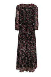 Current Boutique-Joie - Black & Red Floral Silk Maxi Prairie Dress Sz M