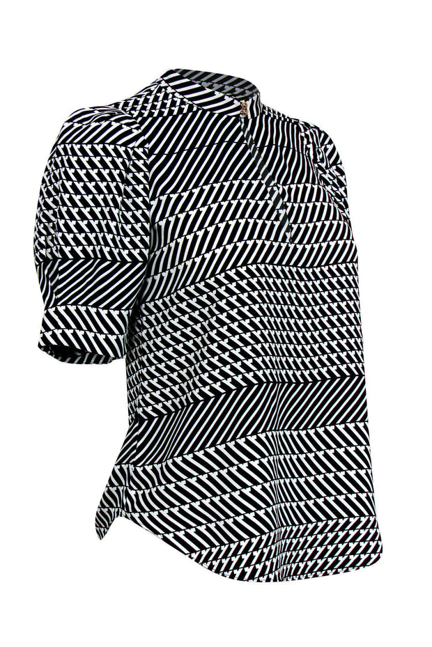 Current Boutique-Joie - Black & White Printed Blouse w/ Keyhole Sz XS