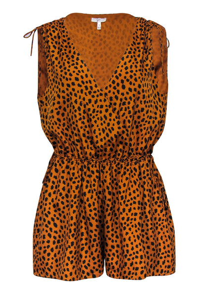 Current Boutique-Joie - Dark Orange & Black Leopard Print Sleeveless Romper Sz M
