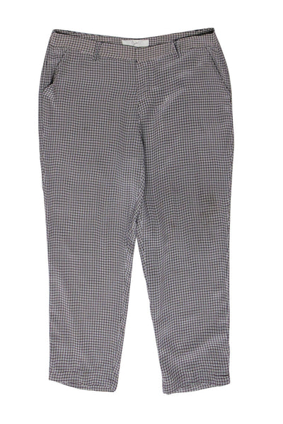 Current Boutique-Joie - Grey & Black Plaid Silk Cropped Trousers Sz 4