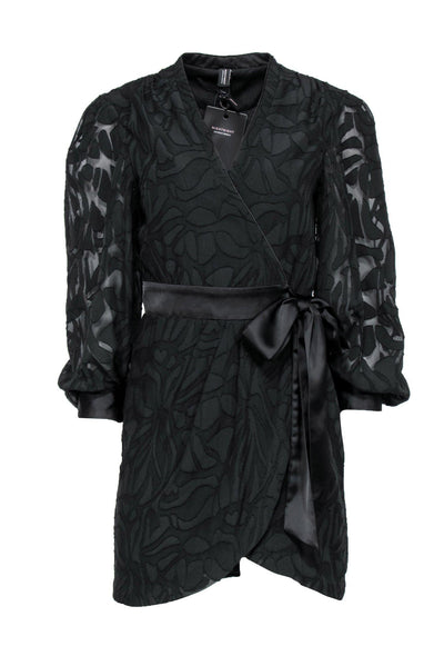 Current Boutique-Jonathan Simkhai - Black Textured Long Sleeve Wrap Dress Sz S