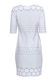 Current Boutique-Joseph Ribkoff - White Perforated Cropped Sleeve Sheath Dress Sz 10