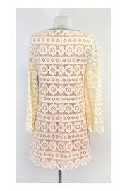 Current Boutique-Juicy Couture - Cream & Pink Eyelet Long Sleeve Shift Dress Sz 4