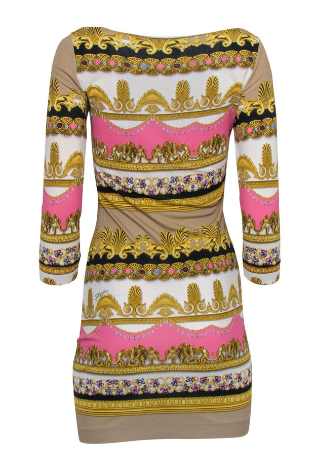 Current Boutique-Just Cavalli - Pink & Gold Long Sleeve Bodycon Dress