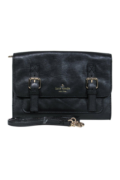 Current Boutique-Kate Spade - Black Leather Crossbody w/ Buckles