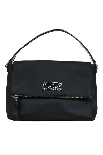 Current Boutique-Kate Spade - Black Nylon & Patent Leather Flap Shoulder Bag