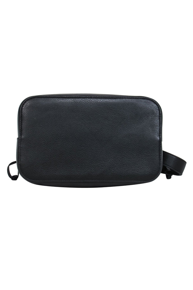 Current Boutique-Kate Spade - Black Pebbled Leather Drawstring "Marti" Bucket Bag w/ Logo Clasp