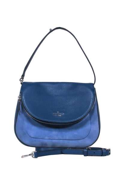 Current Boutique-Kate Spade - Blue Leather & Suede Fold Over Crossbody Purse