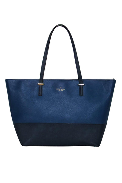 Current Boutique-Kate Spade - Navy & Black Textured Zippered Tote