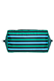 Current Boutique-Kate Spade - Navy, Green & Blue Striped Nylon Weekender Duffle