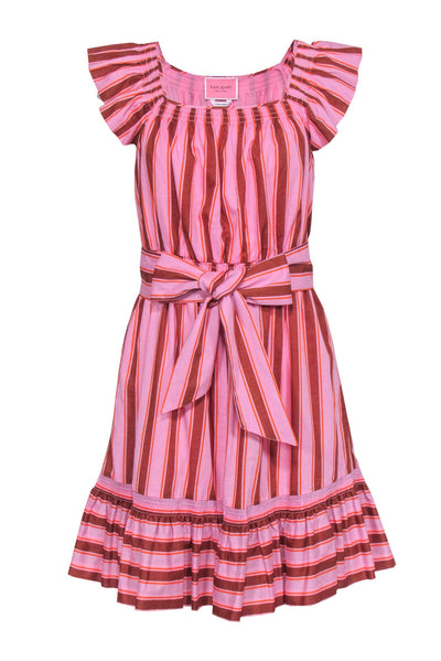 Current Boutique-Kate Spade - Pink & Orange Stripe Cotton Fit & Flare Sundress Sz S