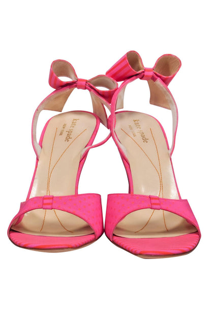 Newest Kate Spade Cabo Pink Grosgrain Ribbon Bow Wicker Platform Wedge Heels 8