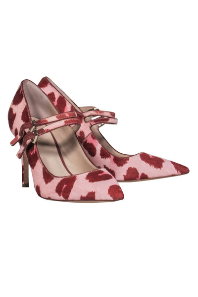 Current Boutique-Kate Spade – Pink & Red Leopard Print Fur Mary-Jane Heels Sz 7