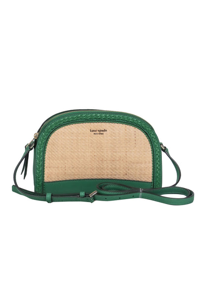 Current Boutique-Kate Spade - Raffia Crossbody Bag w/ Kelly Green Leather Trim