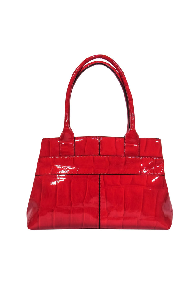 Current Boutique-Kate Spade - Red Patent Leather Crocodile Embossed Tote w/ Bow