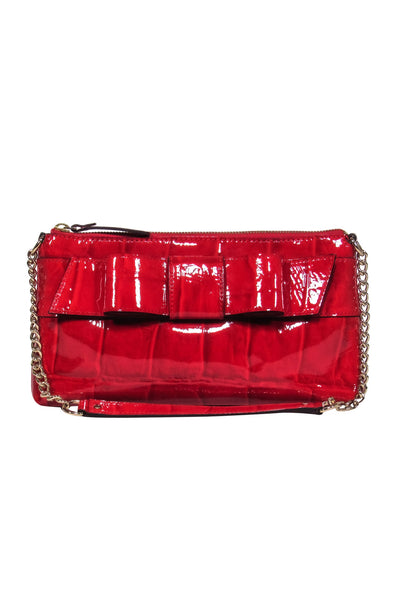 Current Boutique-Kate Spade - Red Patent Leather Reptile Textured Shoulder Bag