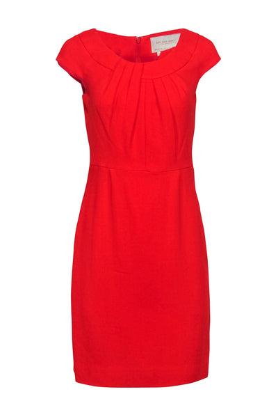 Current Boutique-Kate Spade - Red Short Sleeve Pleated Neckline Dress Sz 4