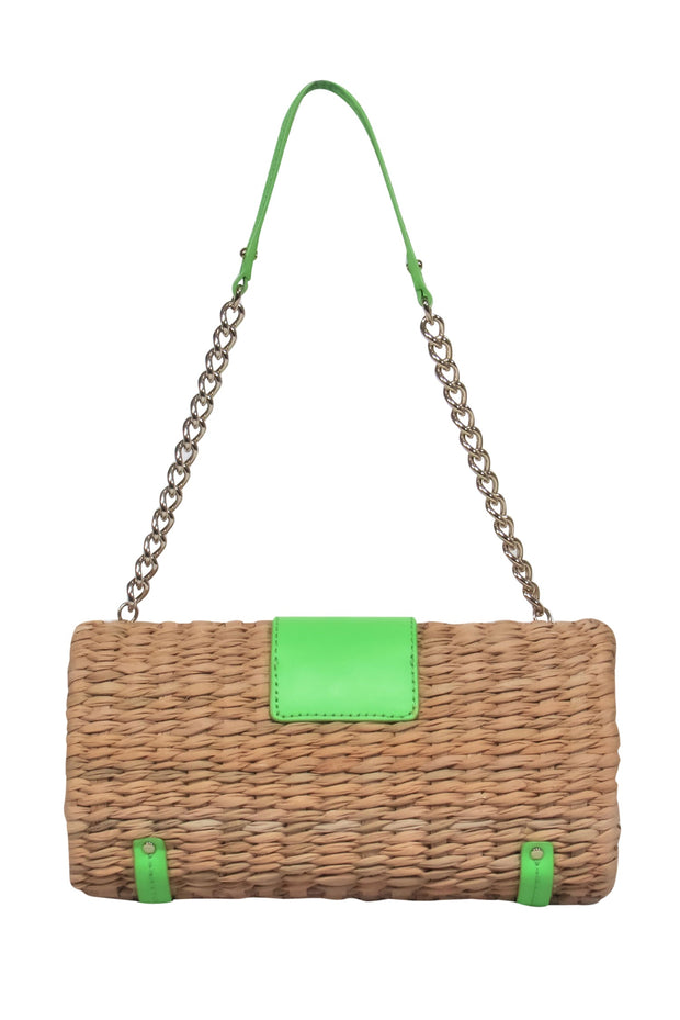 Current Boutique-Kate Spade - Small Wicker Handbag w/ Green Leather Accents