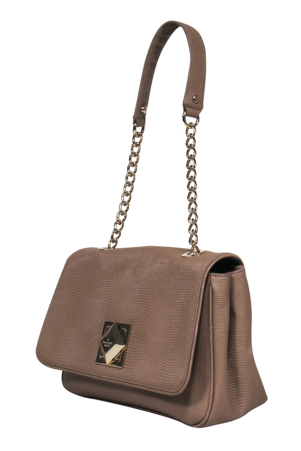 Current Boutique-Kate Spade - Taupe Reptile Textured Leather Shoulder Bag