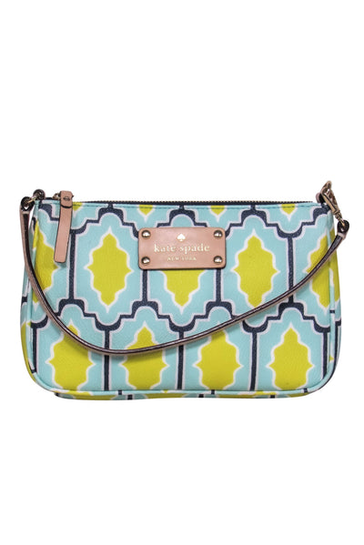 Current Boutique-Kate Spade - Teal, Chartreuse & Navy Print Convertible Wristlet